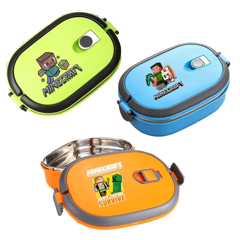 Gaming Console Minecraft - Isolierte Lunchboxen mit Spielthemen-Druck, Minecraft-Edelstahl-Bento-Box, Studenten-Toastboxen,