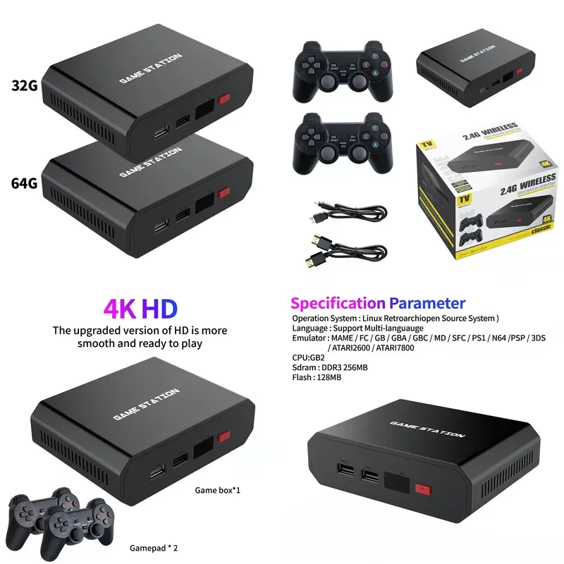 Gaming Console With - M8plus HD Videospielkonsole 2,4G Dual Wireless