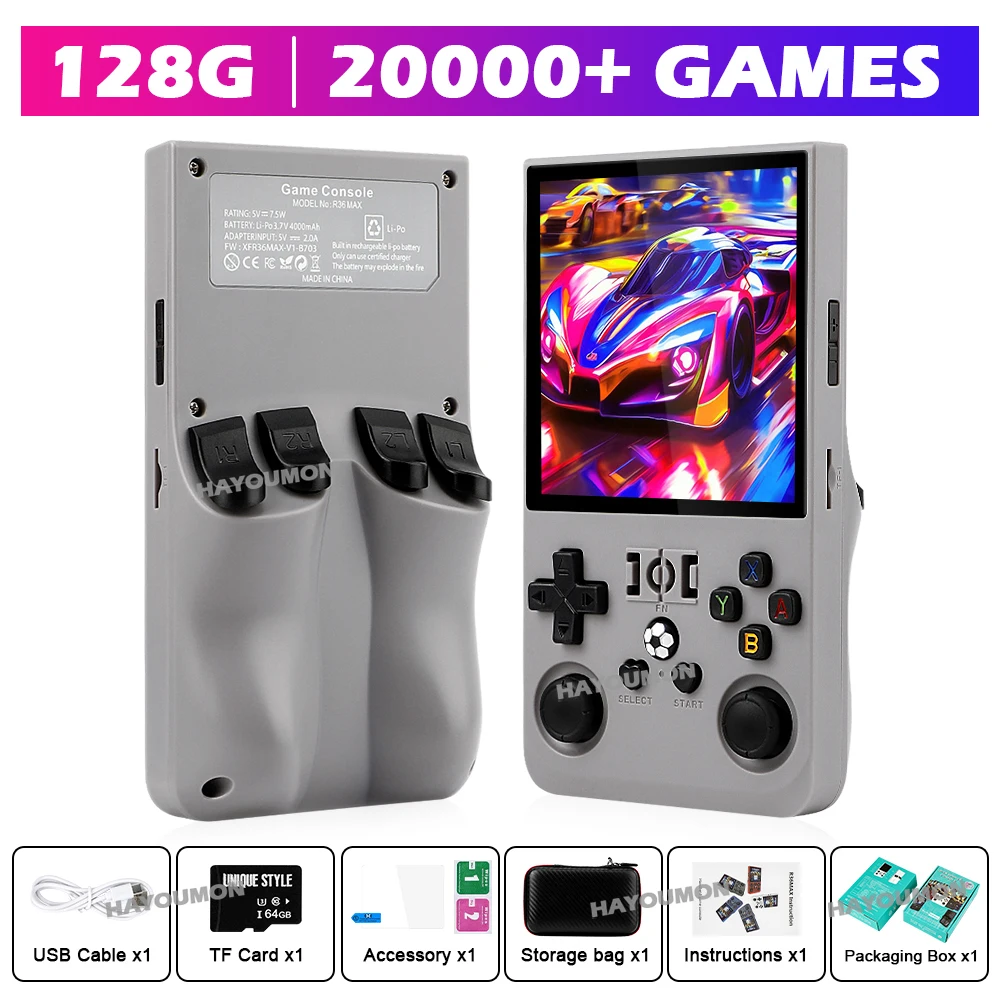 R36 Max Grauer Handheld-Gaming – Gaming Console R36 Max Bewertung und Preis